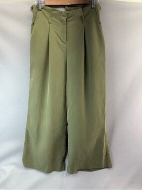 The Limited 4 Olive Green Wide Leg Paper Bag Waist Pants